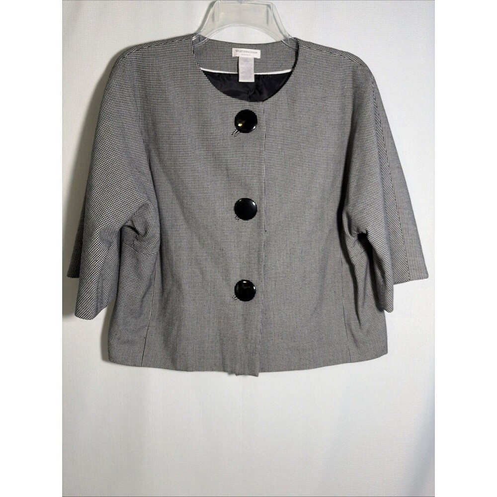 Worthington Women’s Large Herringbone Cropped Jacket Black 3-Button Lined